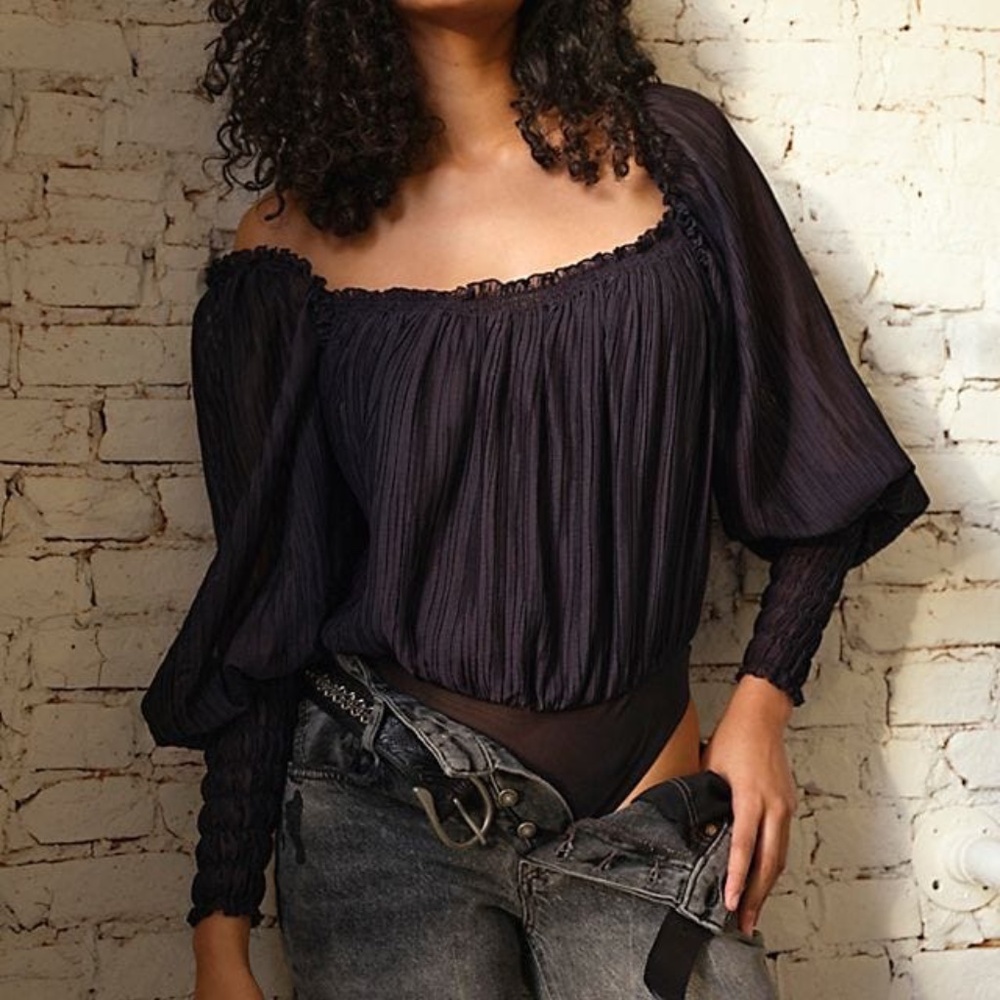 NWT Free People Backdrop Bodysuit in Black